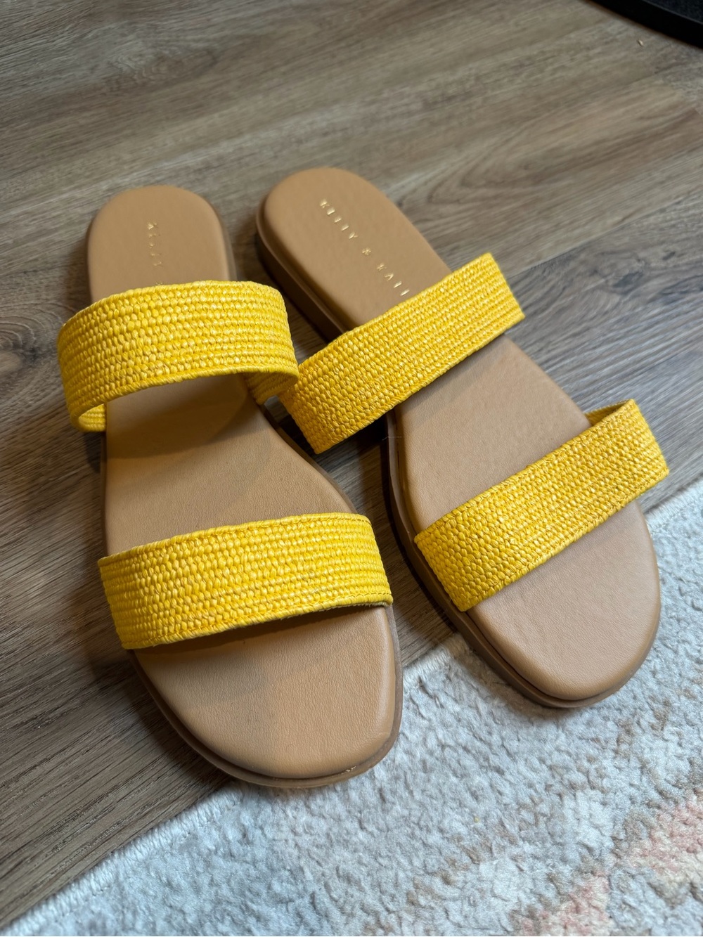Yellow Double-Strap Slide Sandals